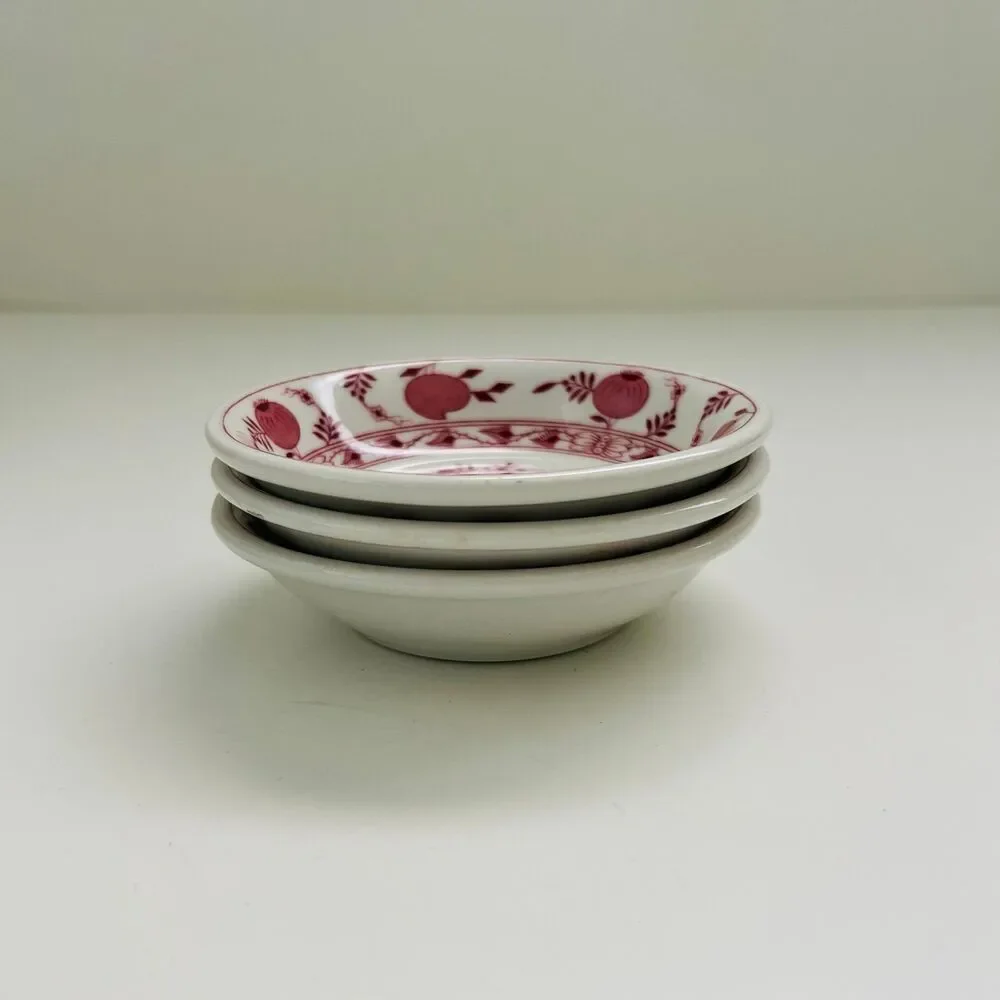 CARR CHINA Red Onion Saucers, Set of 3